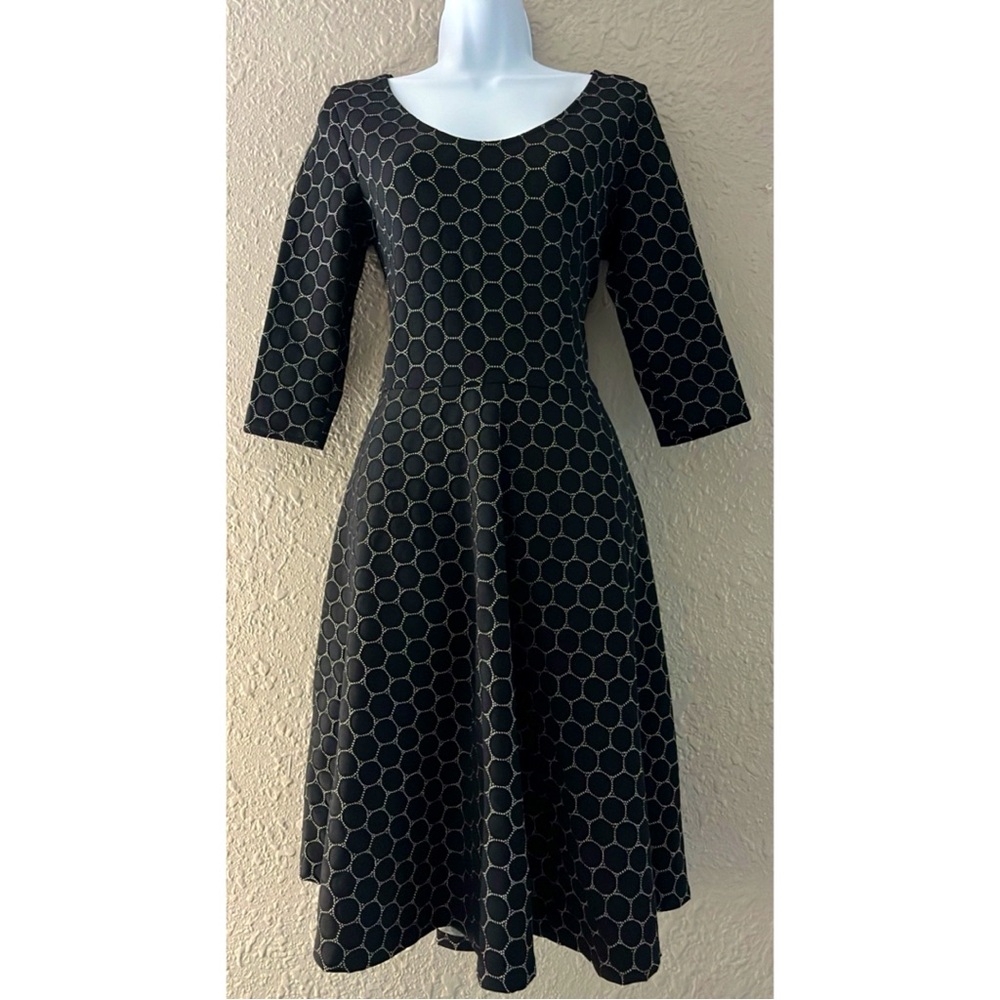 Leota Women’s Fit and Flare A-Line Black and White Dress
